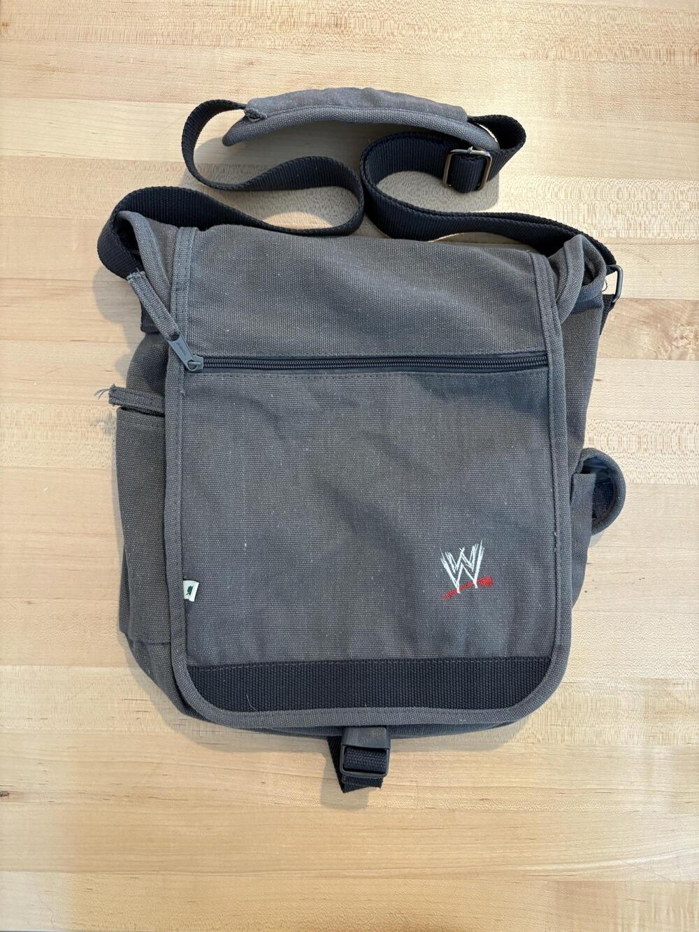 WWE Bag Mens Gray Wrestling Canvas Messenger Shoulder Eco Line